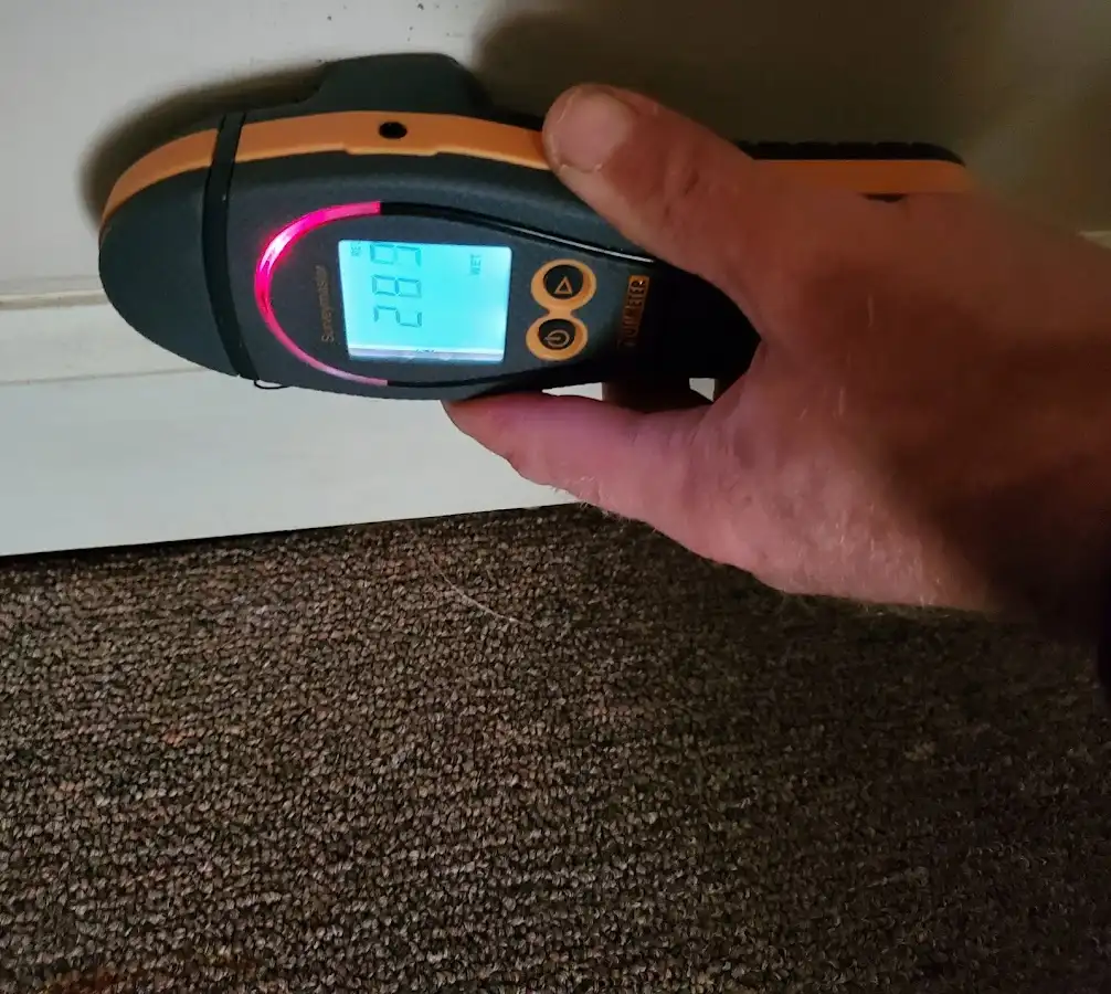 Moisture detection at baseboard during Sewage Cleanup & Sanitation in Winslow